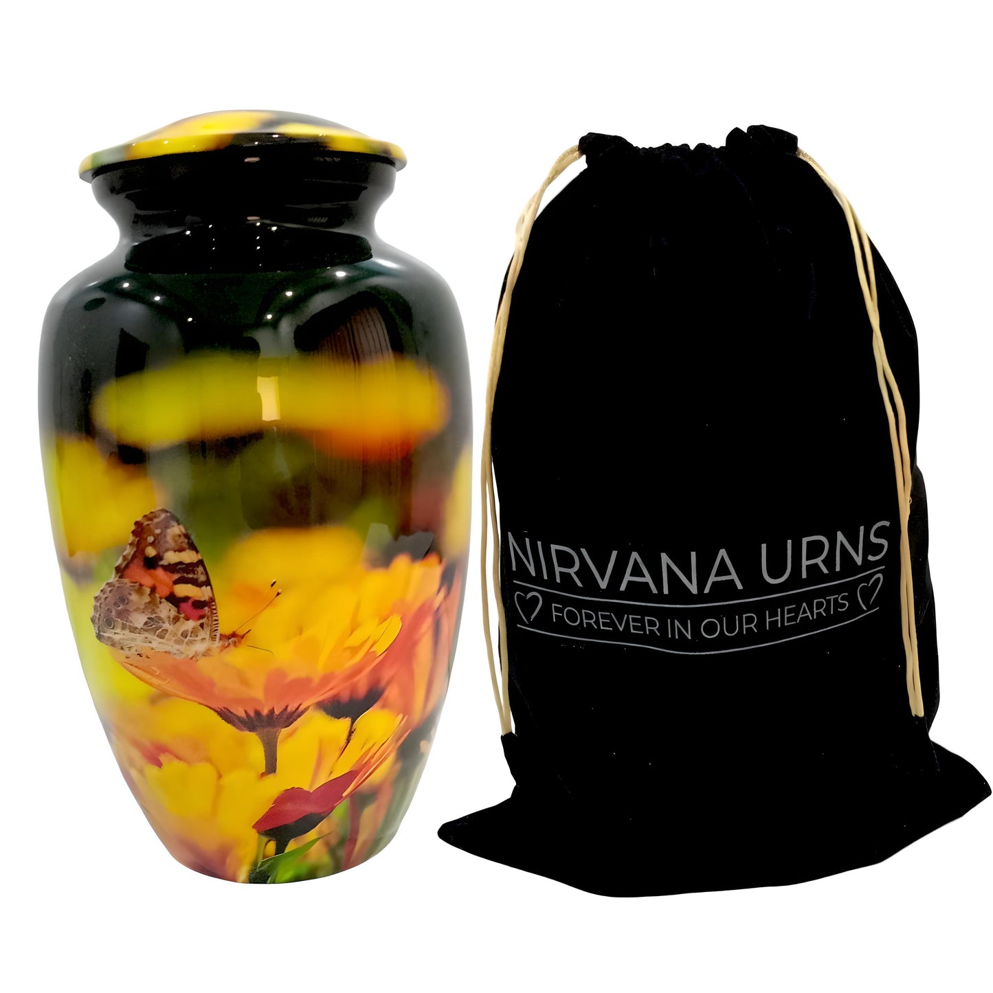 Adult Cremation Urn - Butterfly on Sunflower (product code: NUYFB)
