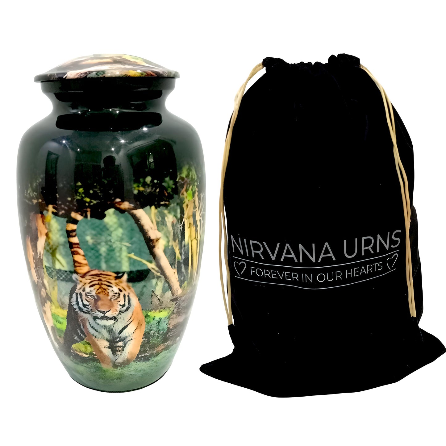 Adult Cremation Urn Majestic Tiger in Forest Design (Product Code: NUTIF)