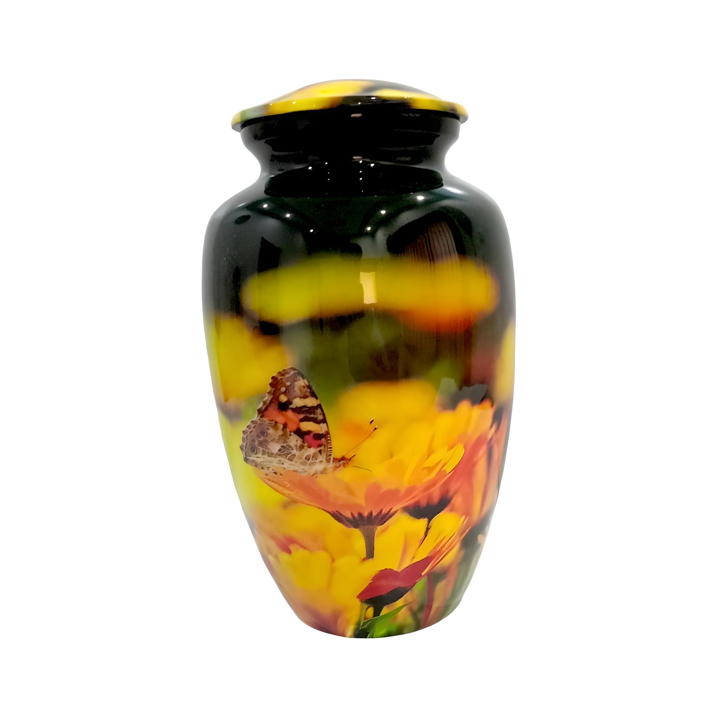 Adult Cremation Urn - Butterfly on Sunflower (product code: NUYFB)