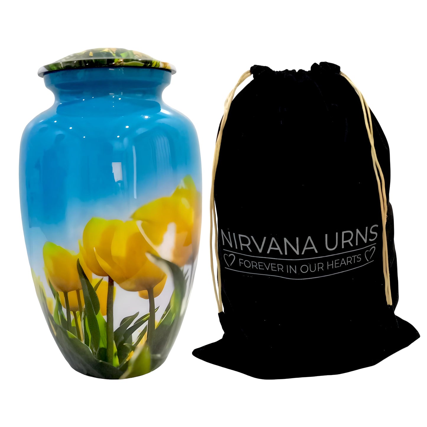 Adult Cremation Urn - Golden Tulips under Blue Sky (product code: NUYTP)
