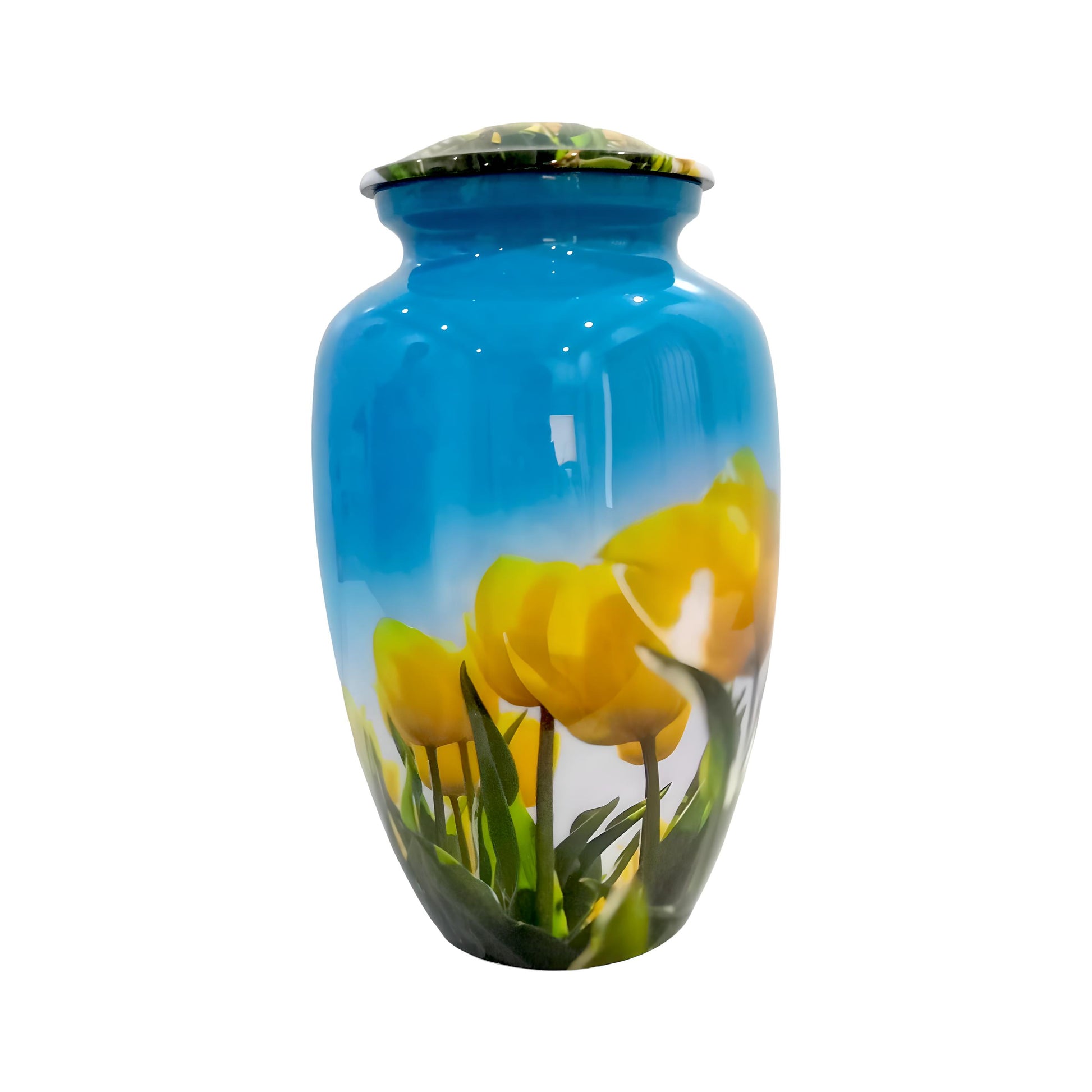 Adult Cremation Urn - Golden Tulips under Blue Sky (product code: NUYTP)
