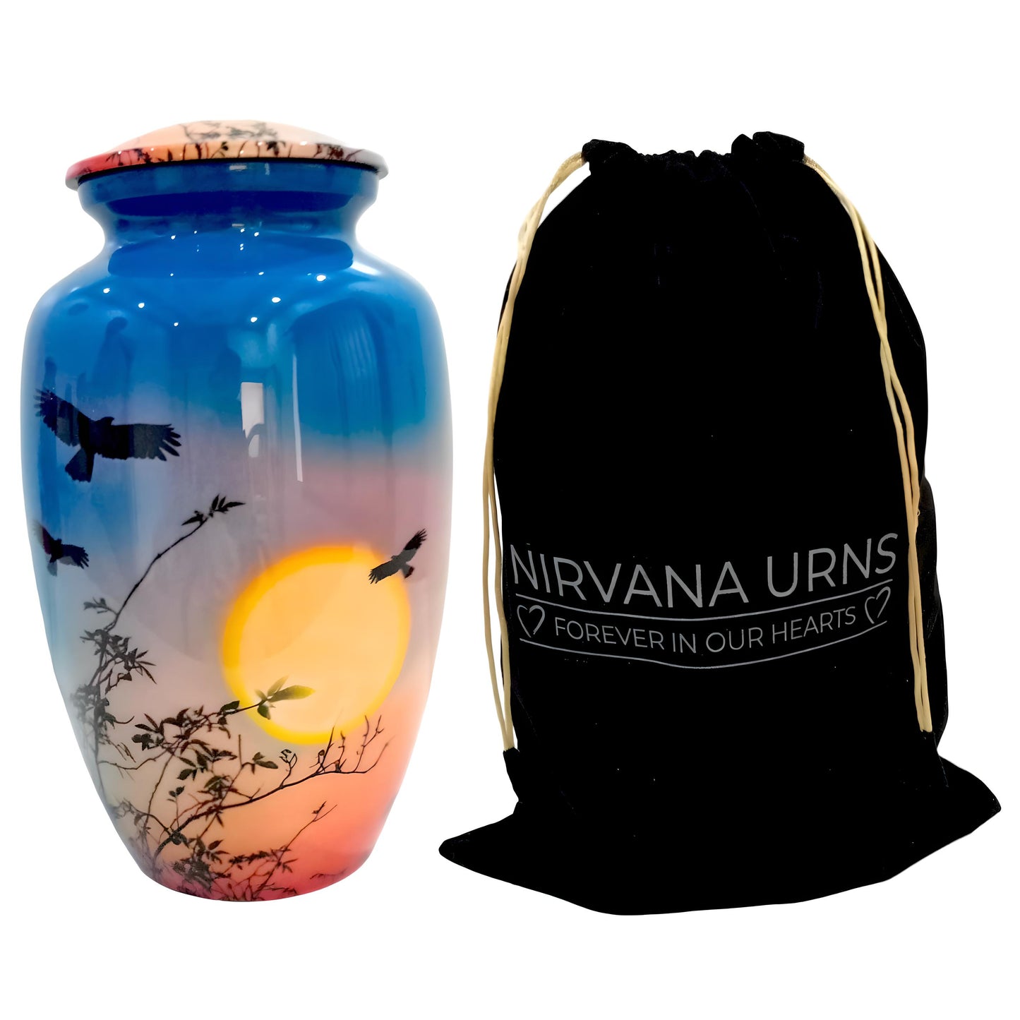 Adult Cremation Urn - Sunset with Soaring Birds (product code: NUVSPS)