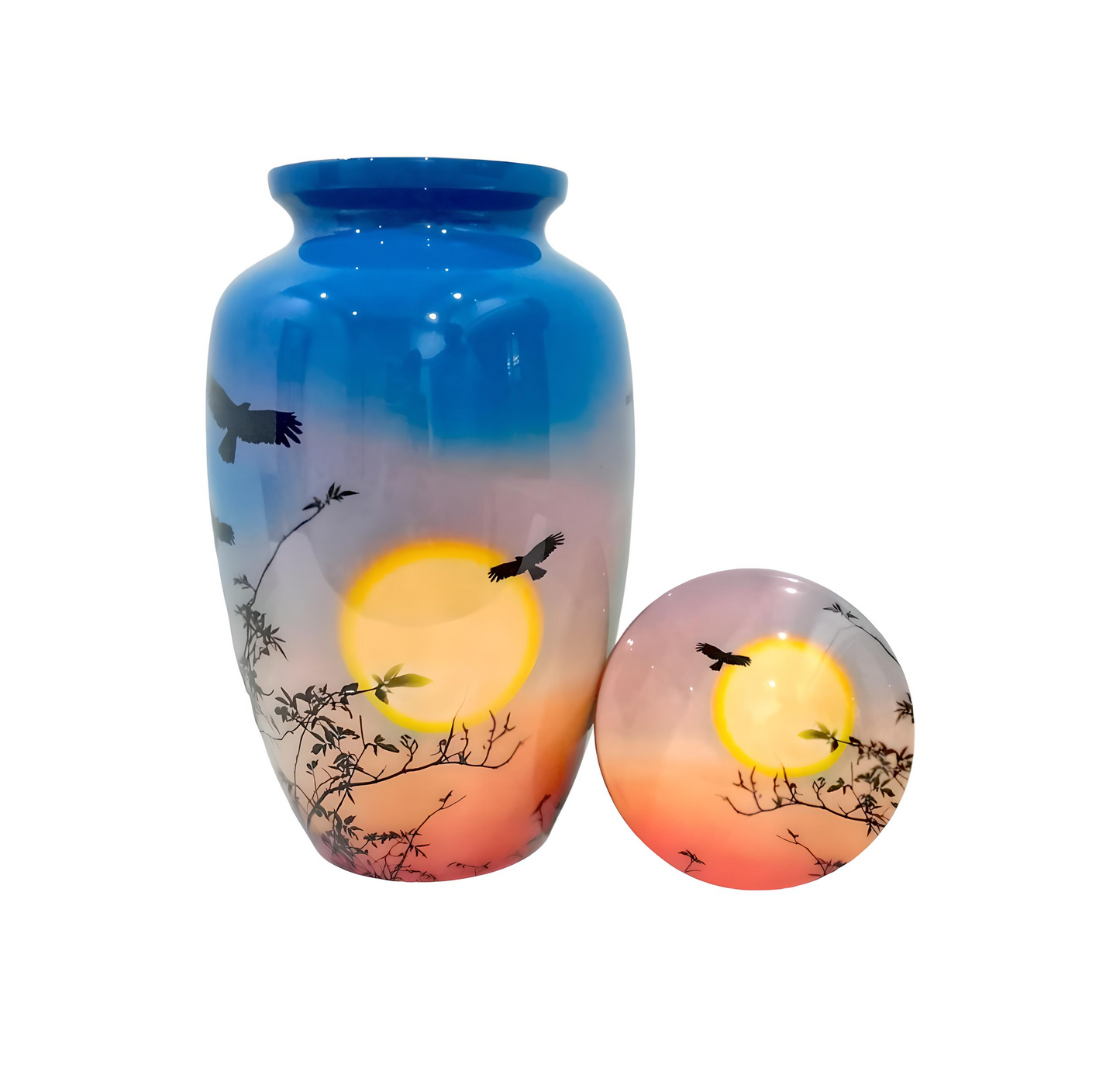 Adult Cremation Urn - Sunset with Soaring Birds (product code: NUVSPS)