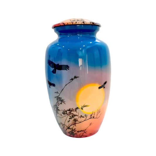 Adult Cremation Urn - Sunset with Soaring Birds (product code: NUVSPS)