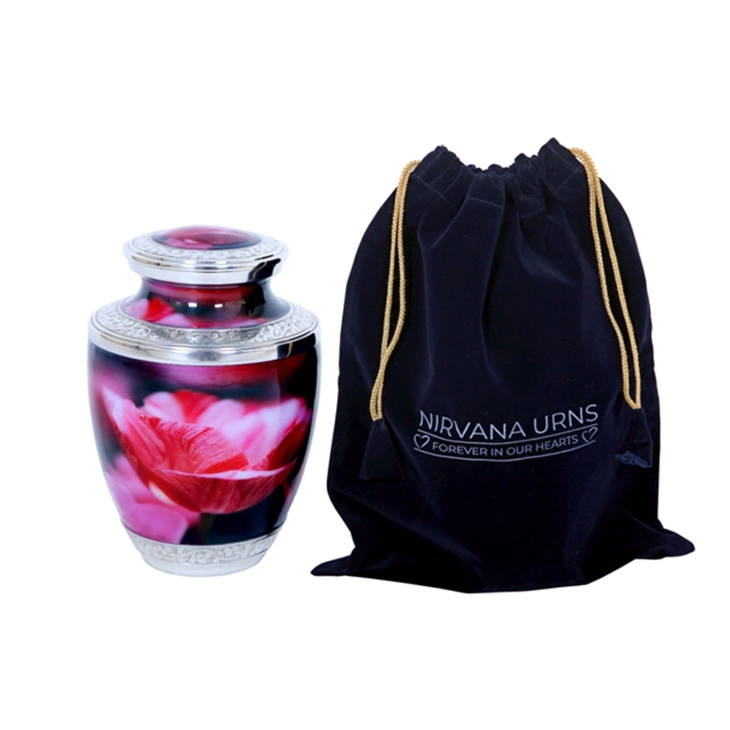 Adult Cremation Urn Aluminum with Pink Finish and Engraved Accents (Product Code NUPFI-A)