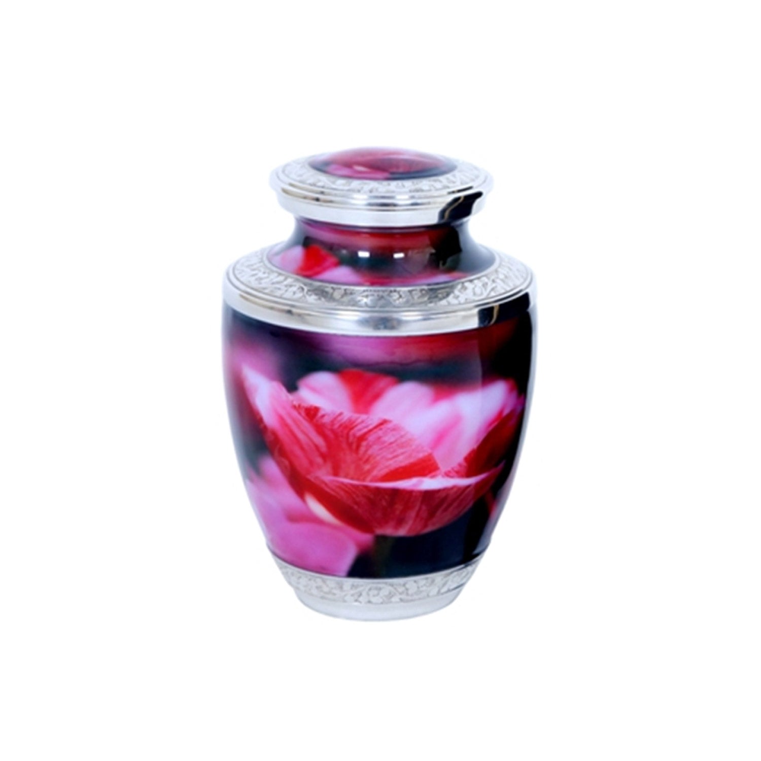 Adult Cremation Urn Aluminum with Pink Finish and Engraved Accents (Product Code NUPFI-A)