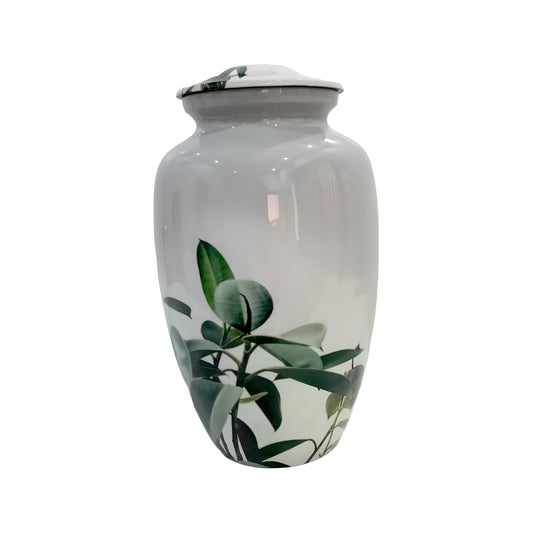 Adult Cremation Urn Green Leaf Peace Design in Gloss Finish (Product Code: NUGLP)