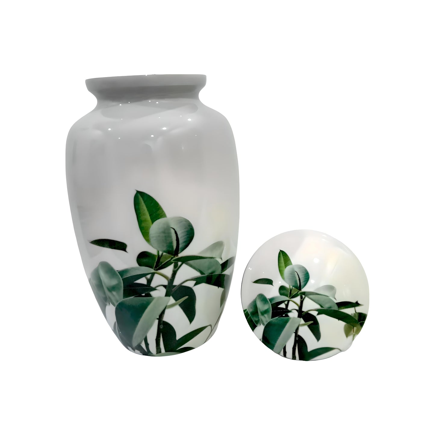 Adult Cremation Urn Green Leaf Peace Design in Gloss Finish (Product Code: NUGLP)