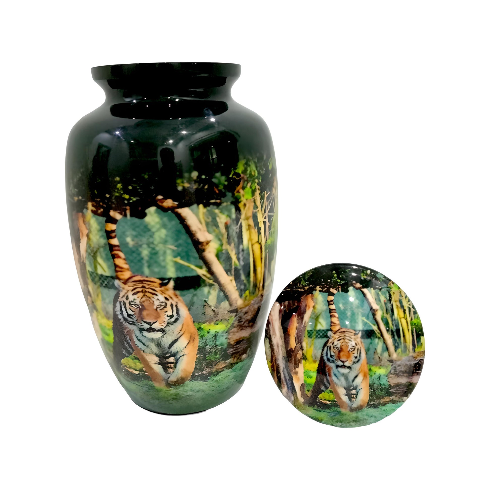 Adult Cremation Urn Majestic Tiger in Forest Design (Product Code: NUTIF)