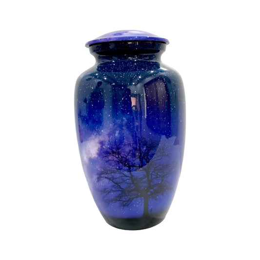 Adult Cremation Urn – Night Sky & Tree of Life Design in Gloss Finish (Product Code: NUNSTO)