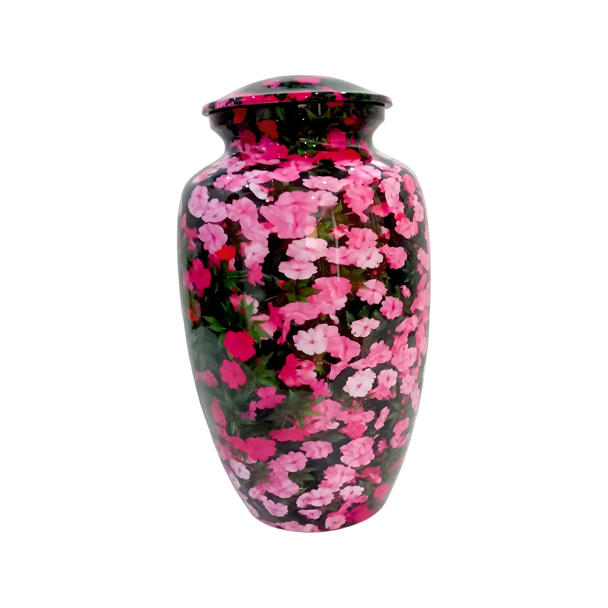 Adult Cremation Urn – Pink Floral Garden Gloss Finish (Product Code: NUPFGL)
