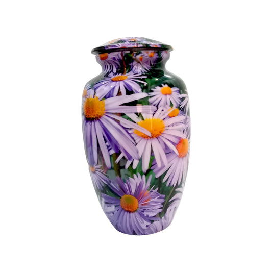 Adult Cremation Urn Purple Daisy Floral Design (Product Code: NUPS)