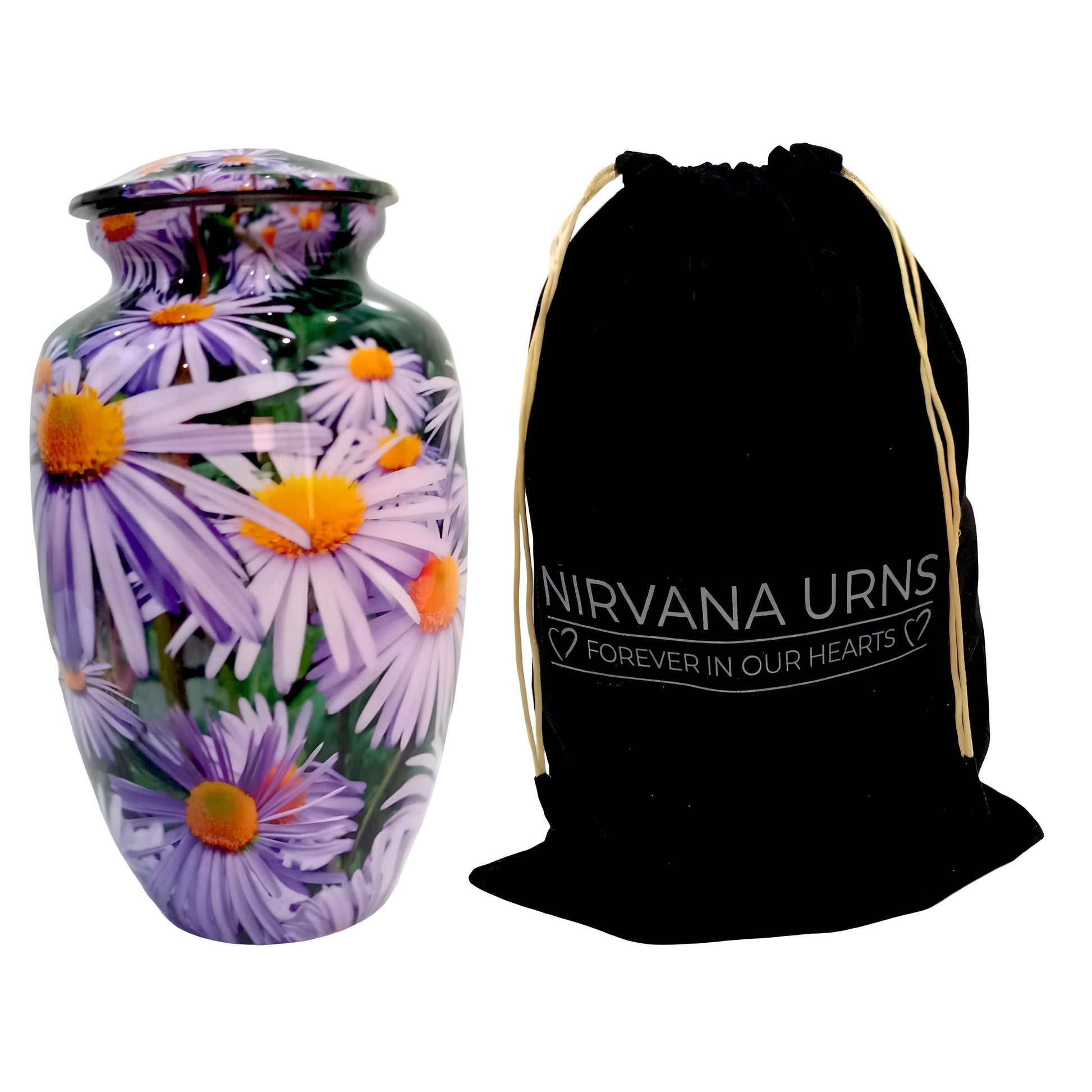 Adult Cremation Urn Purple Daisy Floral Design (Product Code: NUPS)
