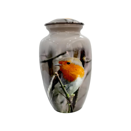 Adult Cremation Urn – Red-Breasted Robin Design (Product Code: NUBTB)