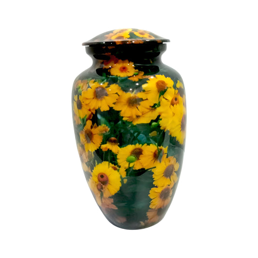Adult Cremation Urn Sunflower Blossom Design in Gloss Finish (Product Code: NUSUNF)