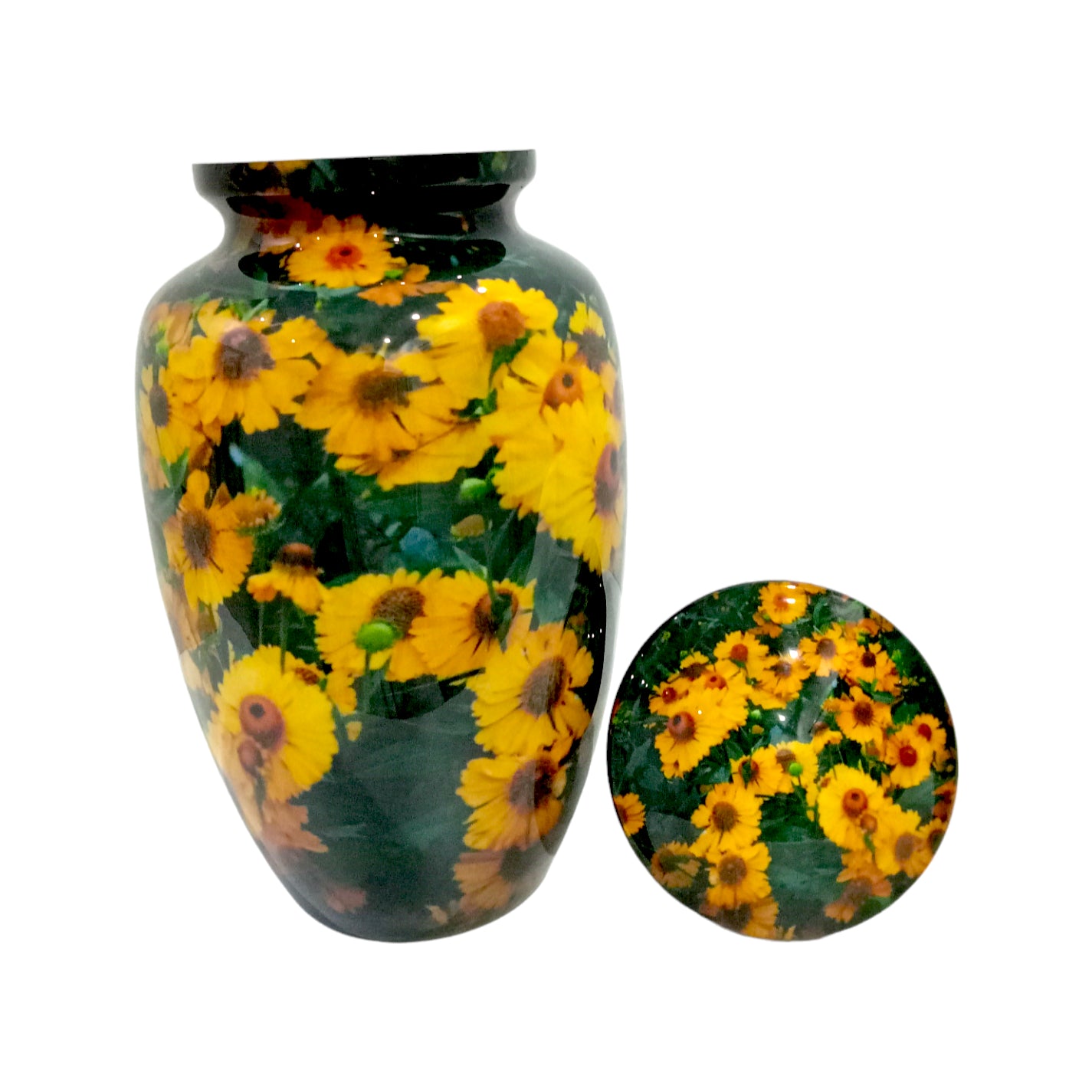 Adult Cremation Urn Sunflower Blossom Design in Gloss Finish (Product Code: NUSUNF)