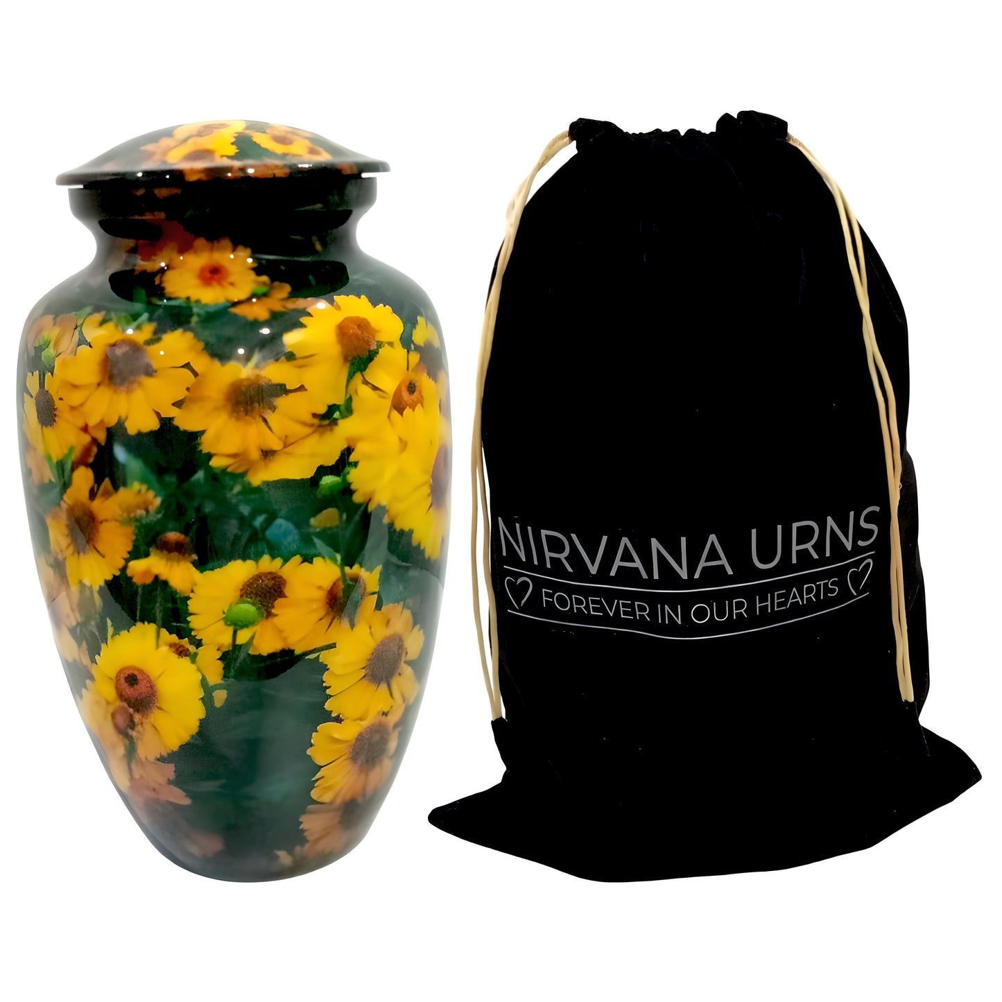 Adult Cremation Urn Sunflower Blossom Design in Gloss Finish (Product Code: NUSUNF)