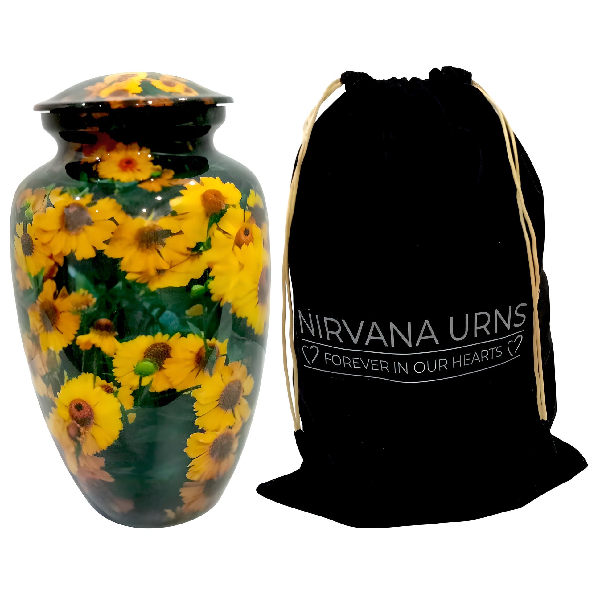 Adult Cremation Urn Sunflower Blossom Design in Gloss Finish (Product Code: NUSUNF)