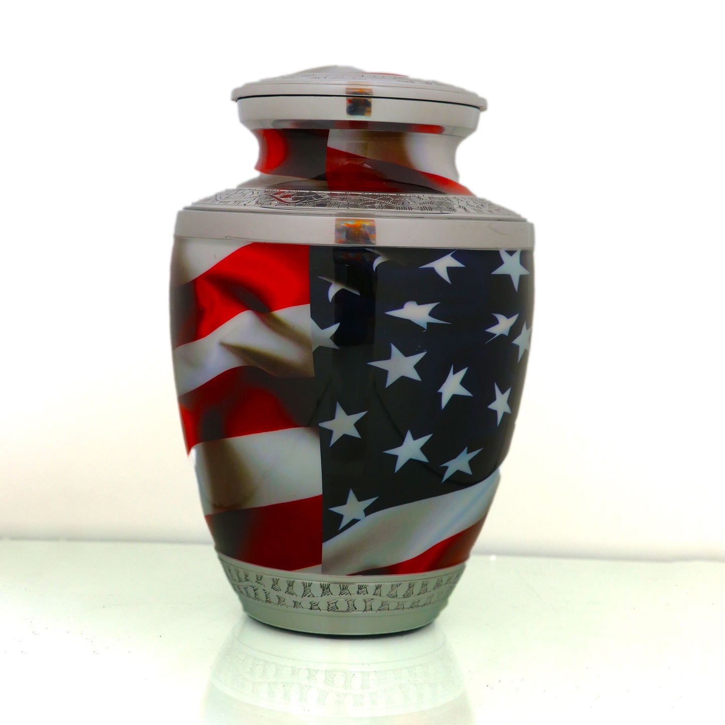 Adult Cremation Urn American Flag Design with velvet bag - (Product Code NUAF-A)