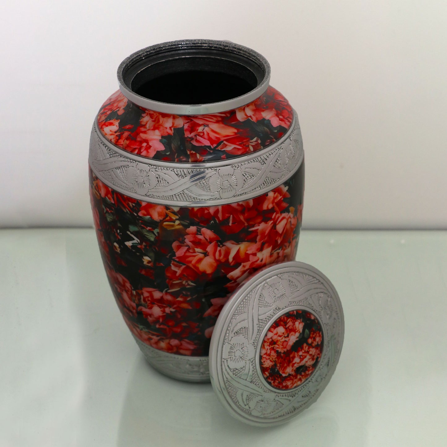 Adult Cremation Urn Pink Petaled Flowers Design with velvet bag (Product Code NUPFO-A)