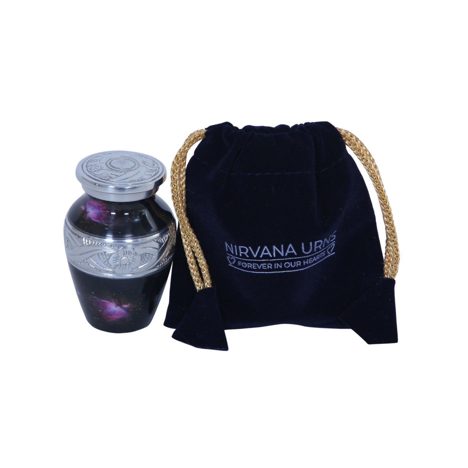 Keepsake Cremation Urn Deep Dark Galaxy Design with velvet bag (Product Code NUGAO-K)