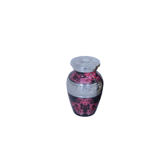 Keepsake Cremation Urn Pink Petaled Flowers Design with velvet bag (Product Code NUPFO-K)