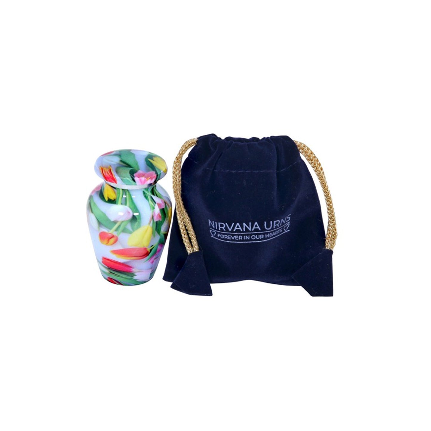 Keepsake Cremation Urn Colorful Tulip Garden Design with Velvet Bag (Product Code NUPEI-K)