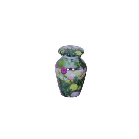 Keepsake Cremation Urn Tulip Flowers Design with velvet bag (Product Code NUPSI)