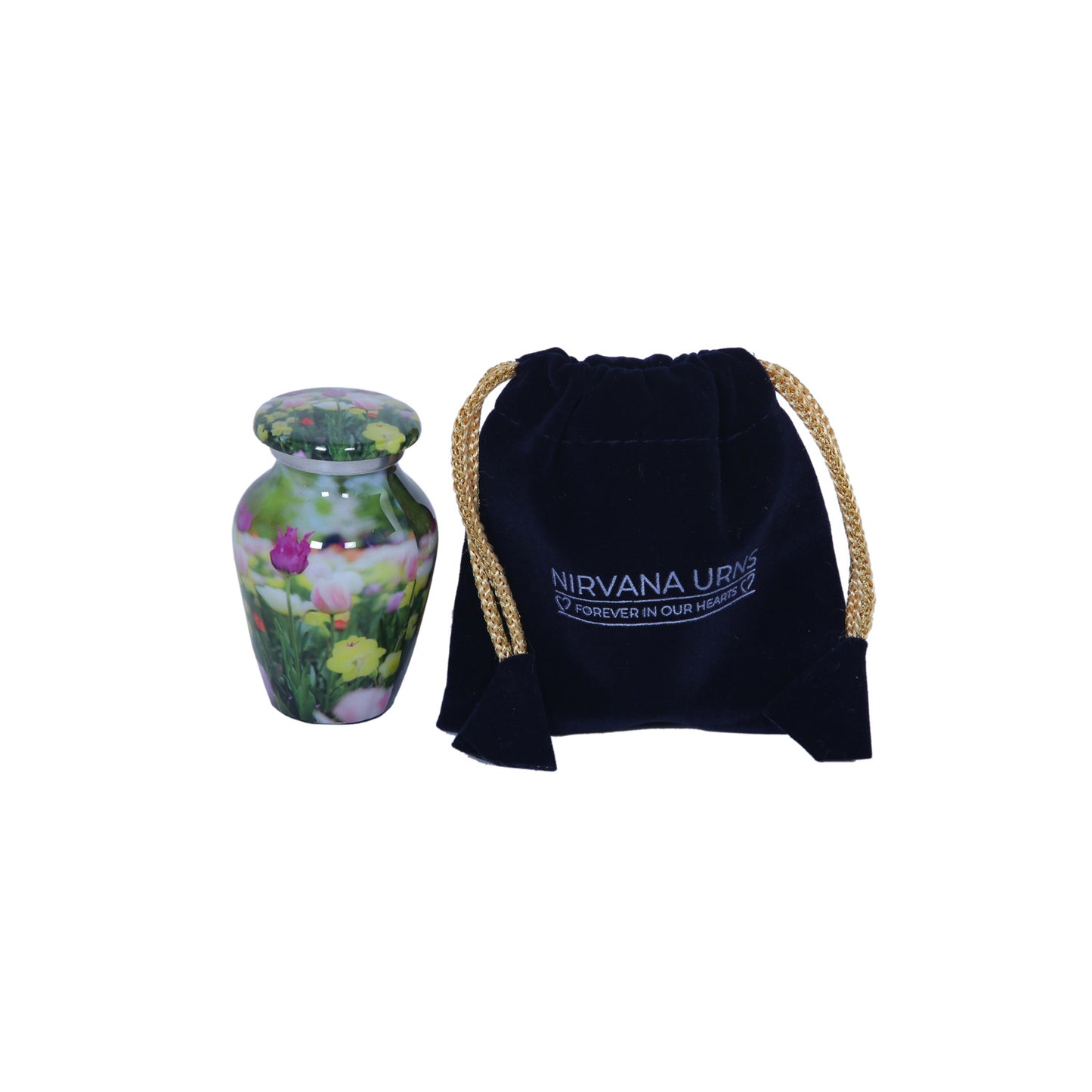 Keepsake Cremation Urn Tulip Flowers Design with velvet bag (Product Code NUPSI)