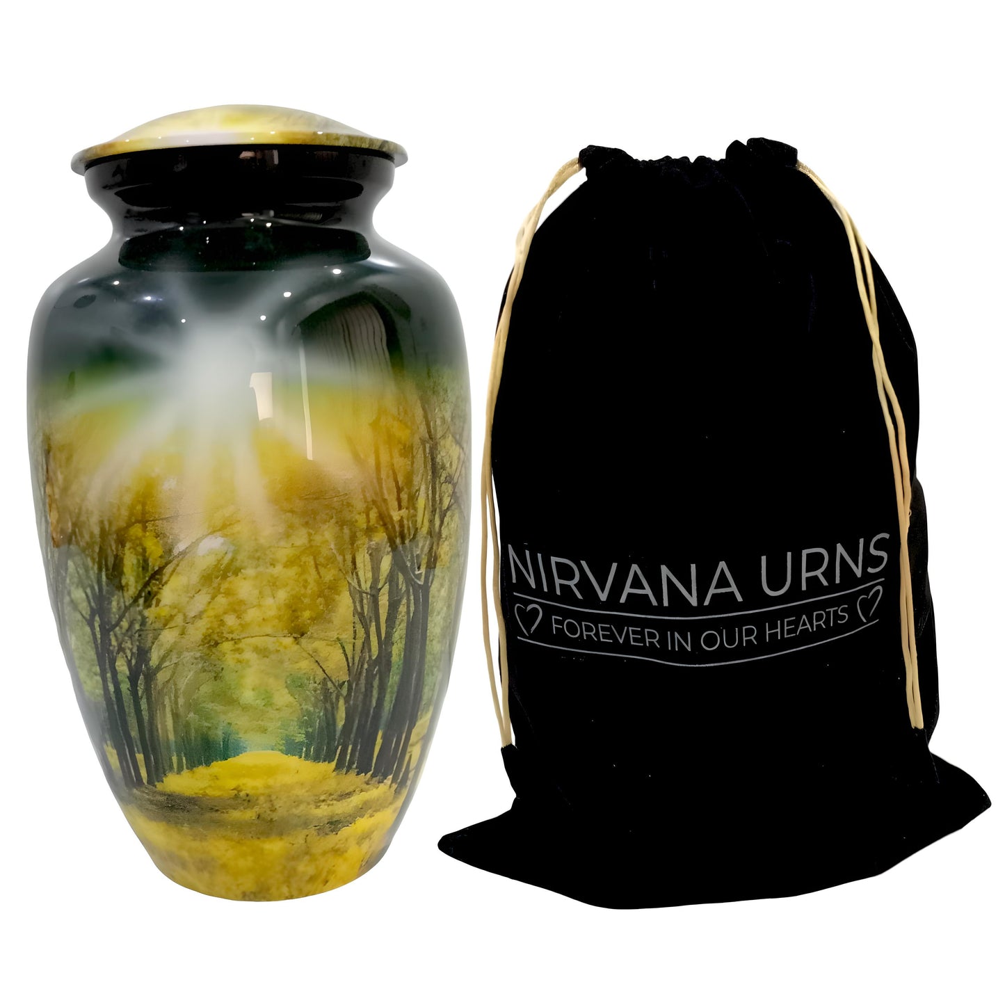 Adult Cremation Urn - Autumn Trees with Falling Leaves (product code: NUTRT)