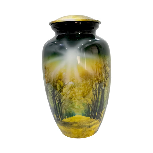 Adult Cremation Urn - Autumn Trees with Falling Leaves (product code: NUTRT)