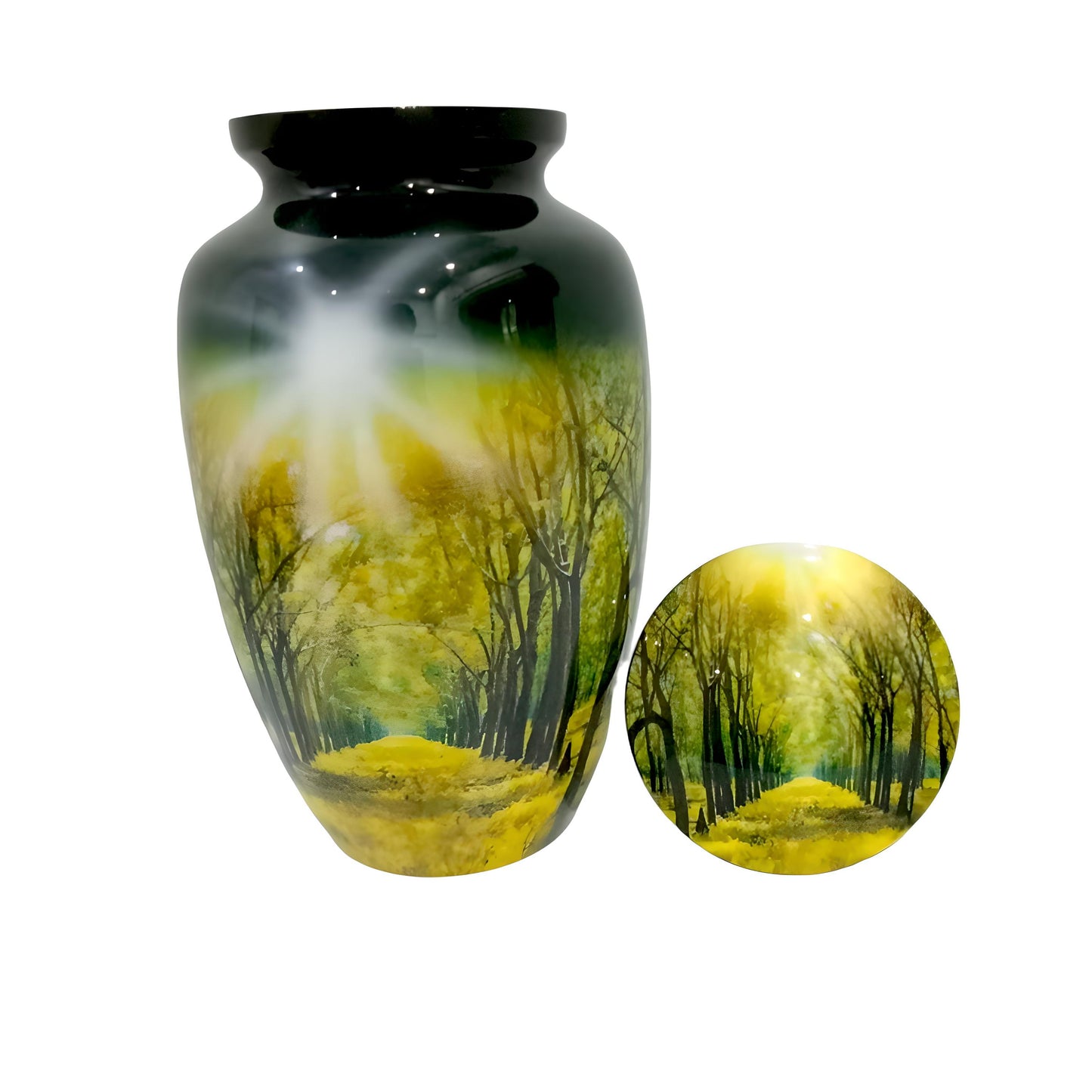 Adult Cremation Urn - Autumn Trees with Falling Leaves (product code: NUTRT)