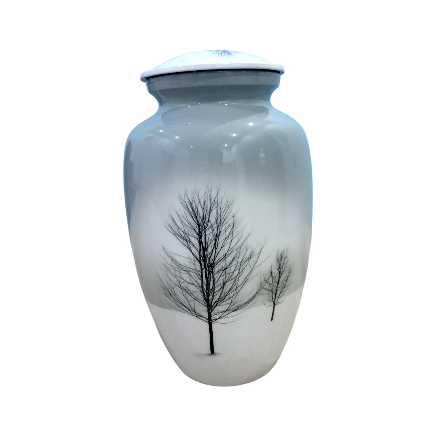 Adult Cremation Urn - Twin Trees in Snowy Field (product code NUTTSL)