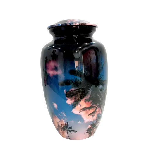 Adult Cremation Urn - Palm Trees and Blue Sky (product code: NUVSCT)