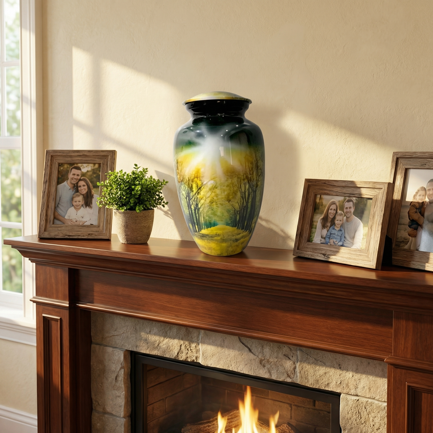 Adult Cremation Urn - Autumn Trees with Falling Leaves (product code: NUTRT)