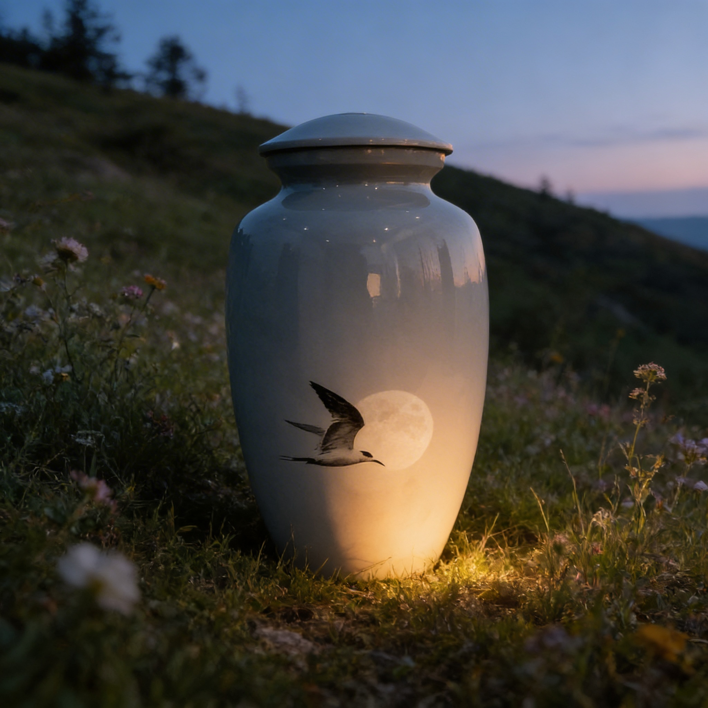 Adult Cremation Urn - Bird in Moonlight (product code: NUWBM)