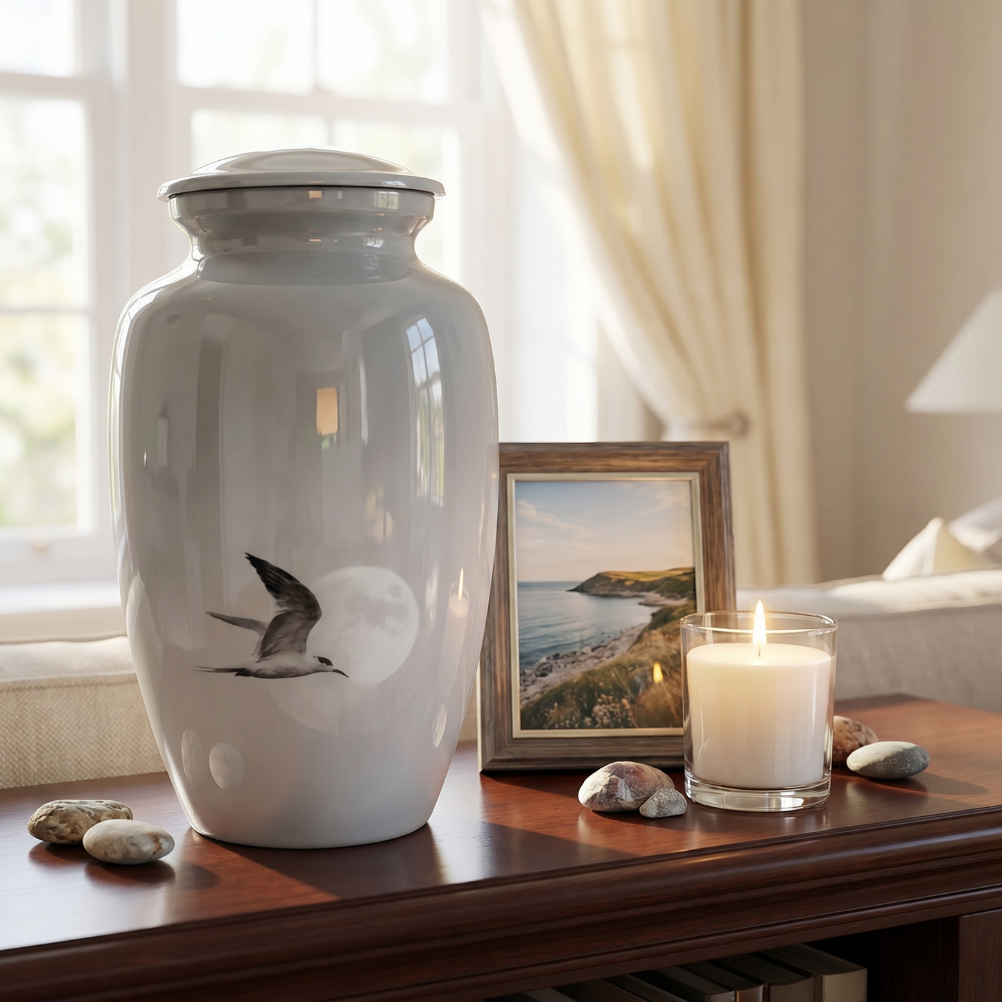 Adult Cremation Urn - Bird in Moonlight (product code: NUWBM)