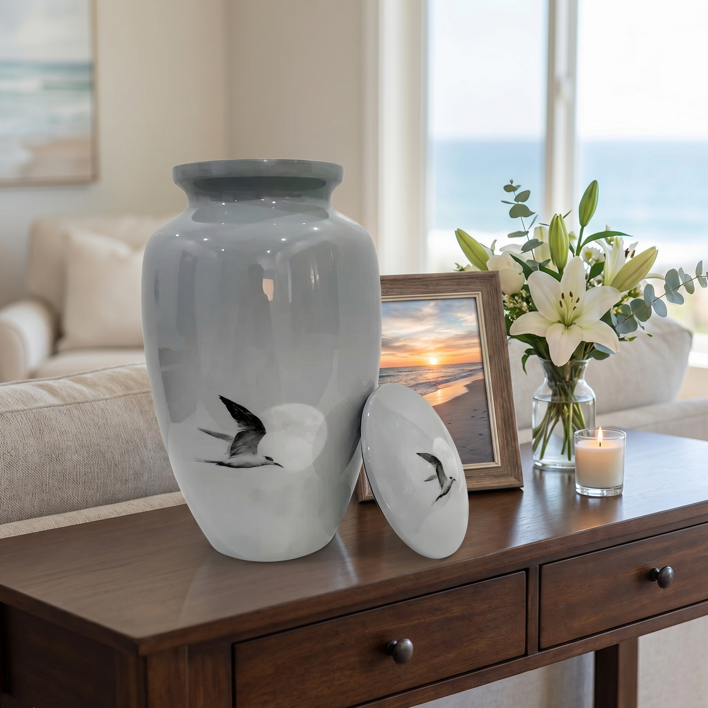 Adult Cremation Urn - Bird in Moonlight (product code: NUWBM)