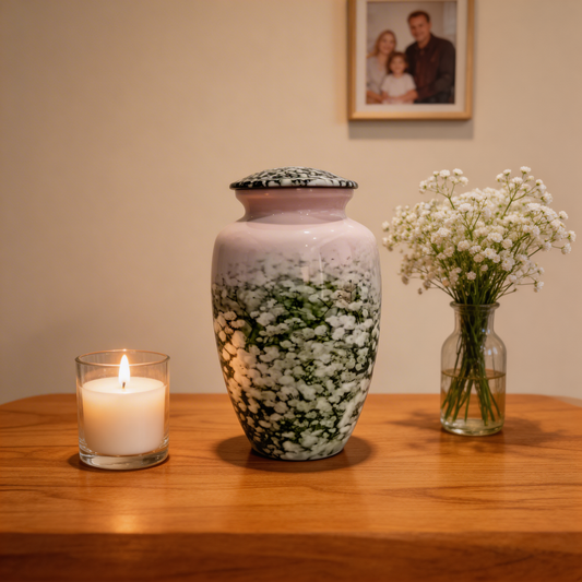 Adult Cremation Urn - Cotton Field Flowers (product code: NUWFFW)