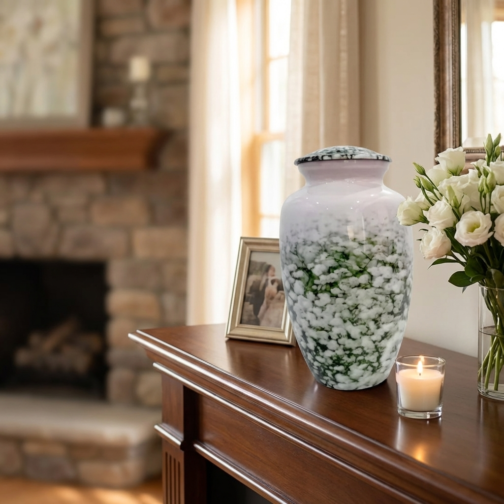 Adult Cremation Urn - Cotton Field Flowers (product code: NUWFFW)
