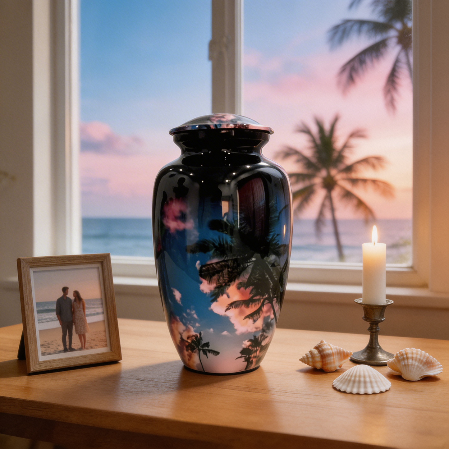 Adult Cremation Urn - Palm Trees and Blue Sky (product code: NUVSCT)