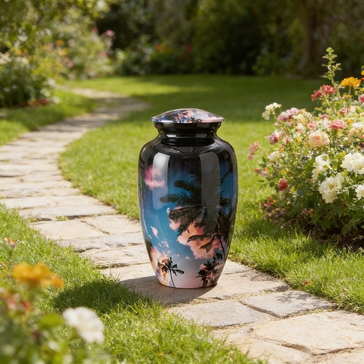Adult Cremation Urn - Palm Trees and Blue Sky (product code: NUVSCT)