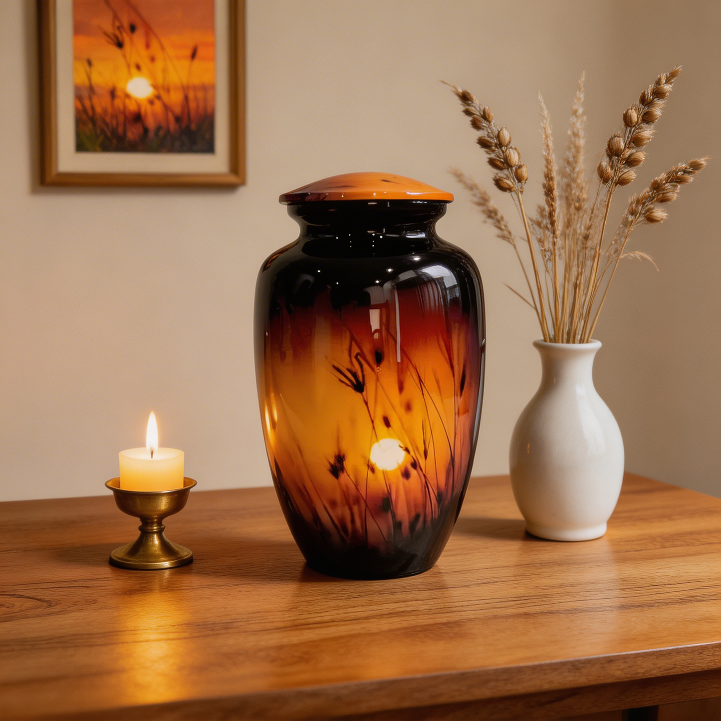 Adult Cremation Urn - Sunset in Wheat Field (product code: NUSWF)