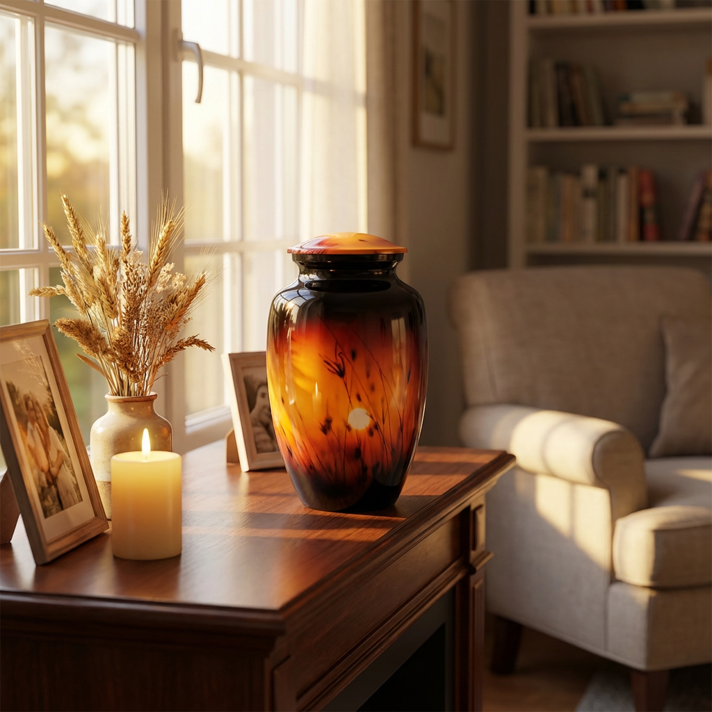 Adult Cremation Urn - Sunset in Wheat Field (product code: NUSWF)