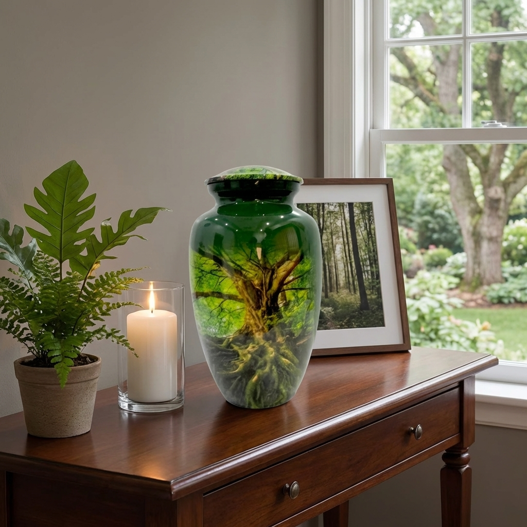 Adult Cremation Urn - Tree of Life with Roots (product code: NUTRBGL)