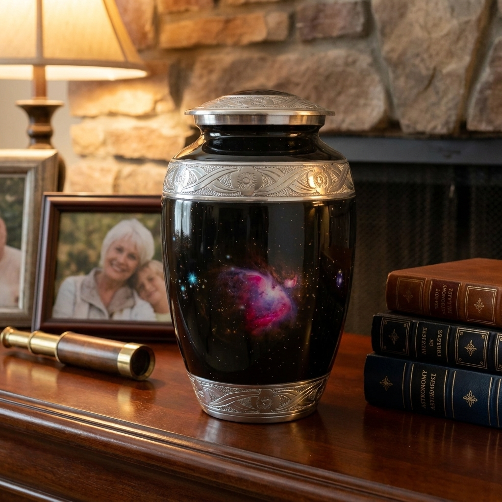 Adult Cremation Urn Deep Dark Galaxy Design with velvet bag - (Product Code NUGAO-A)