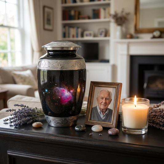 Adult Cremation Urn Deep Dark Galaxy Design with velvet bag - (Product Code NUGAO-A)