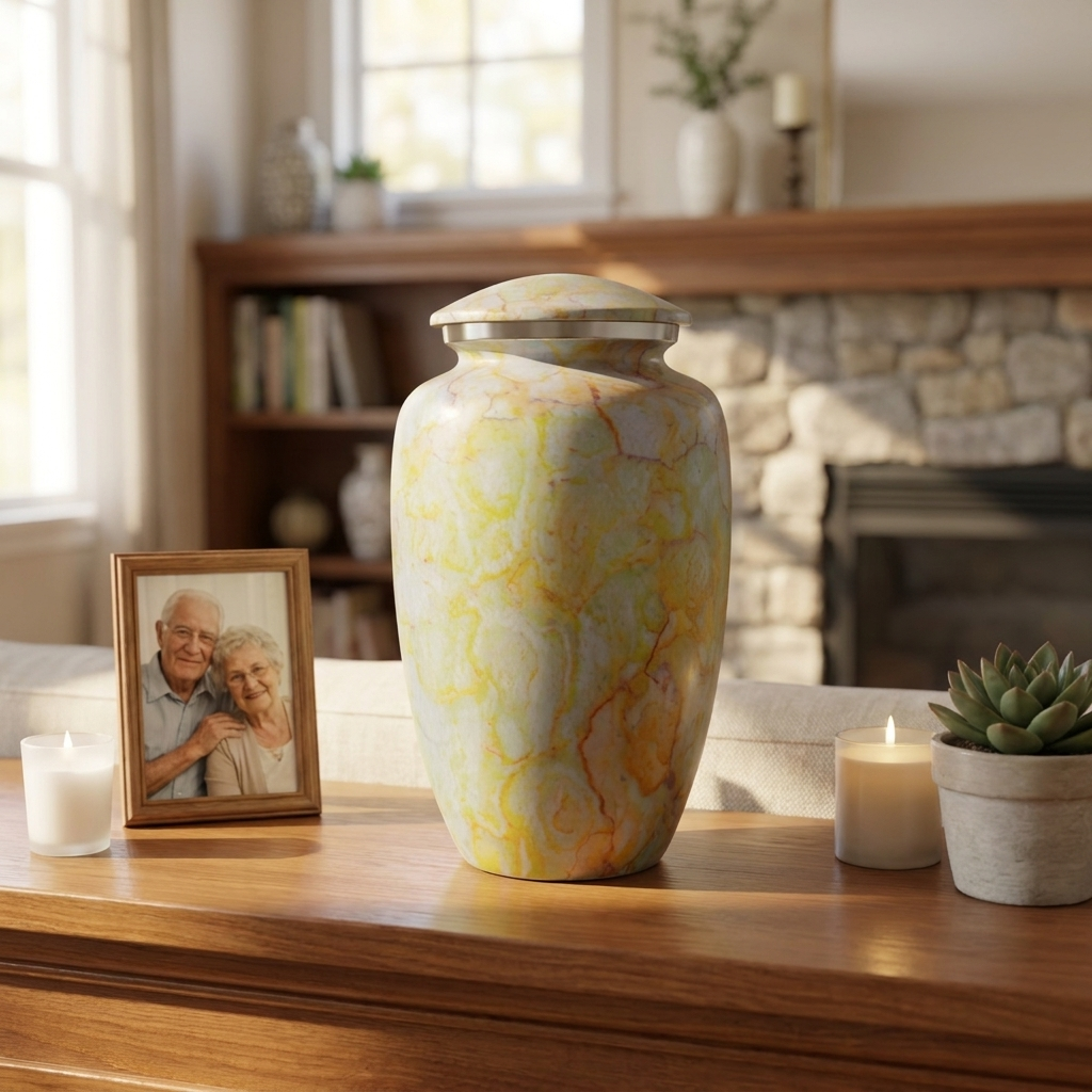 Adult Cremation Urn Stone Textured Design with velvet bag (Product Code NUABO-A)