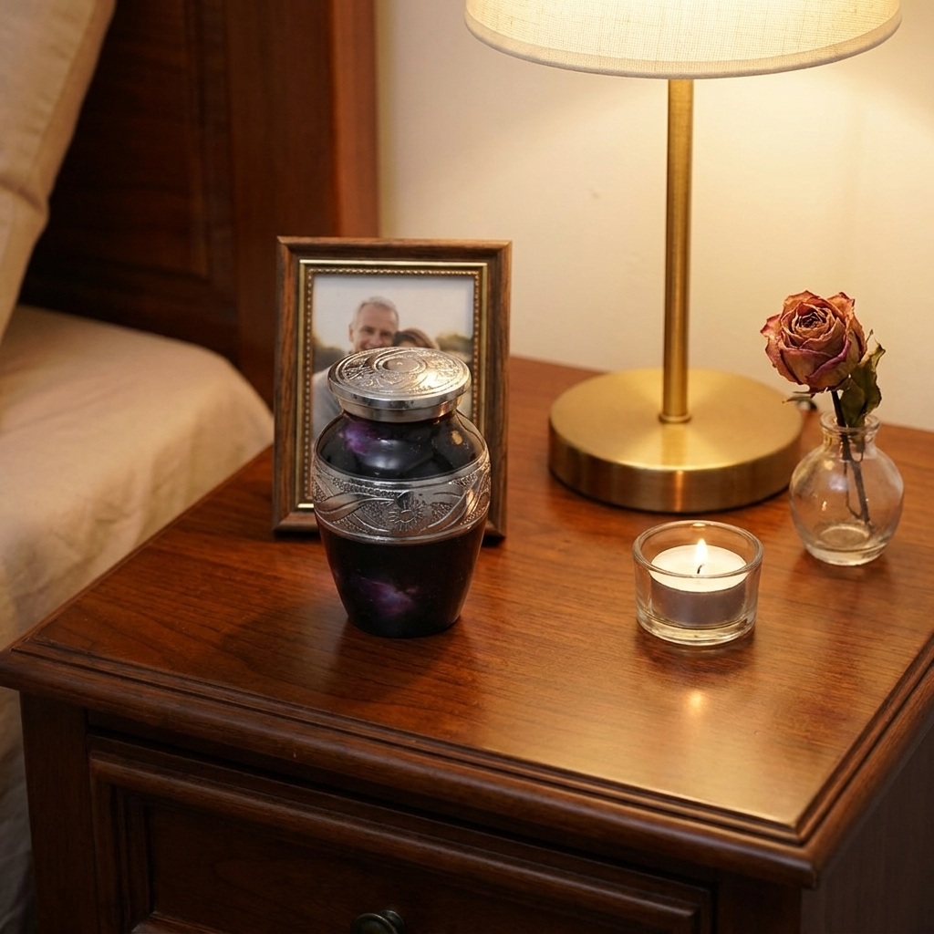 Keepsake Cremation Urn Deep Dark Galaxy Design with velvet bag (Product Code NUGAO-K)