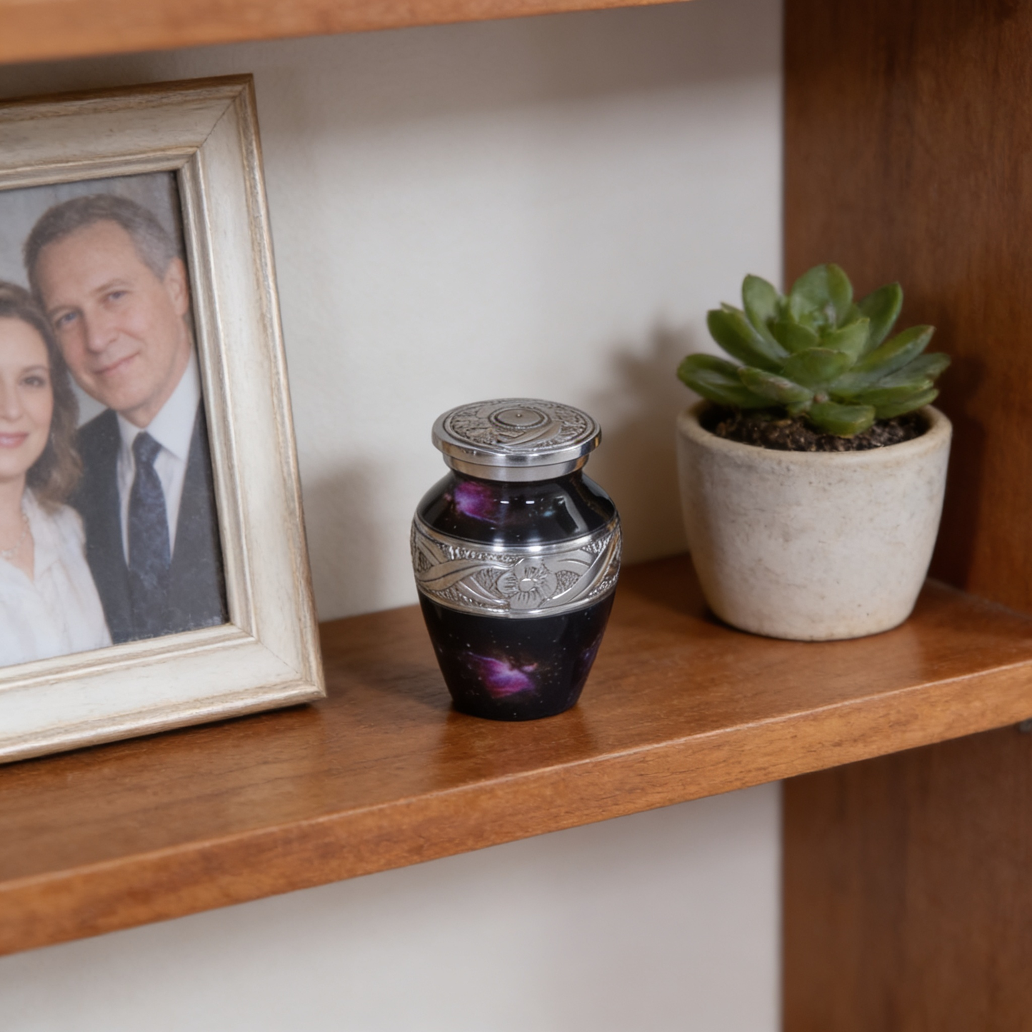 Keepsake Cremation Urn Deep Dark Galaxy Design with velvet bag (Product Code NUGAO-K)